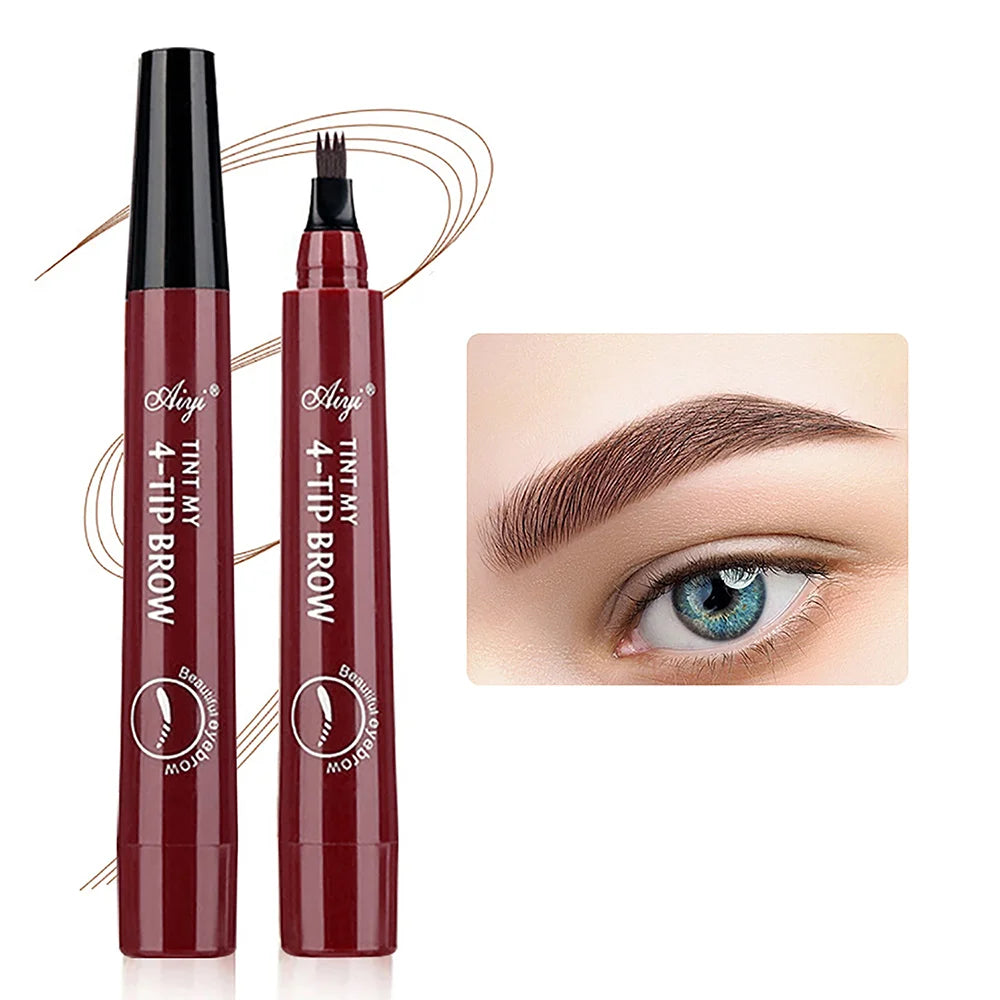 Luxury Microblading Eyebrow Pen – Waterproof & Long-Lasting 4-Fork Tip