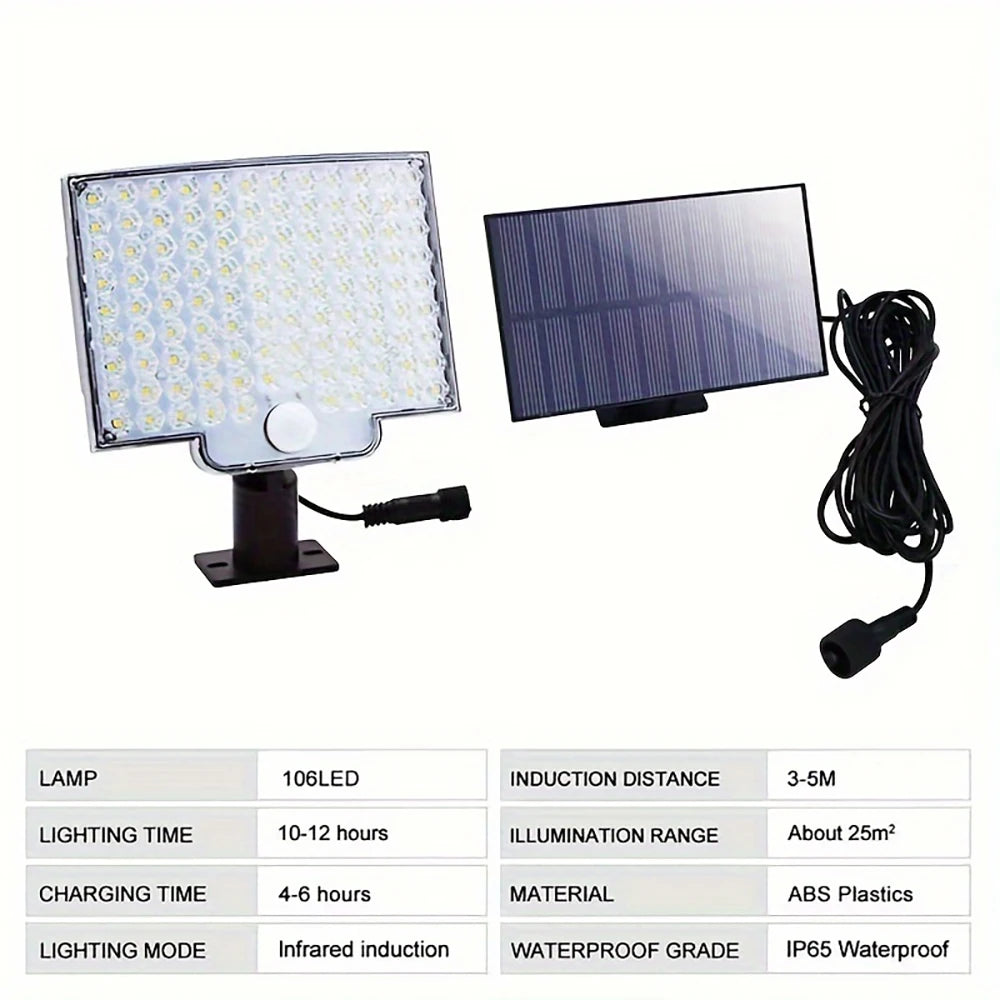 ソーラーセンサーライト 106LED 防水・防犯 屋外ウォールライト リモコン付 1/2個セット