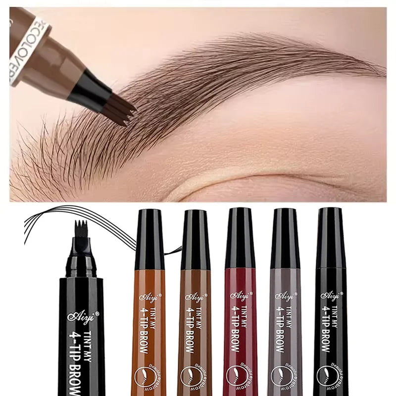 Luxury Microblading Eyebrow Pen – Waterproof & Long-Lasting 4-Fork Tip