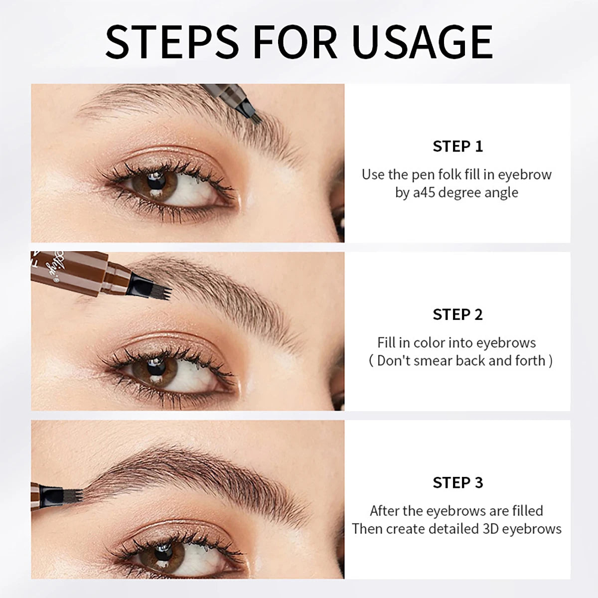 Luxury Microblading Eyebrow Pen – Waterproof & Long-Lasting 4-Fork Tip