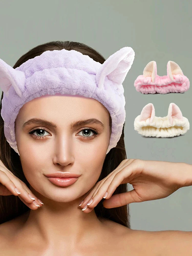 Luxury Pastel Cat-Ear Spa Headband